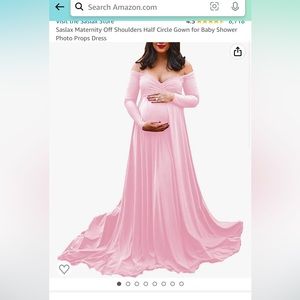 Pink off shoulder maternity dress